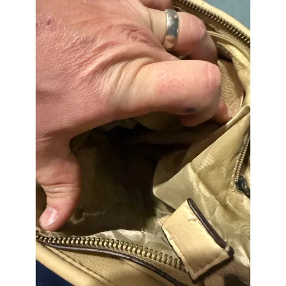 Coach Patchwork Shoulder Bag Leather Canvas Hobo Purse Tan Beige - Picture 4 of 6